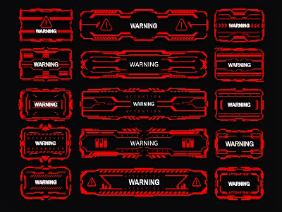 Sci-tech elements Sci-tech circuit alarm interface Sci-tech circuit danger prompt interface 3d model
