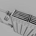 White Radiator With Vertical Panels Connected Pipes And Red Valve For Home Heating
