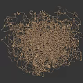 Golden Abstract Spherical Structure Made Of Thin Threads On Dark Background With Reflection 3d model