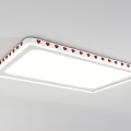 Modern Square and Round Ceiling Lights with White Frame Red Decorative Dots and Illuminated Panel 3d model