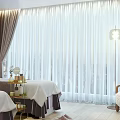 Luxury SPA Sauna Room Interior With Massage Beds Circular Decor Soft Lighting And Wooden Floors