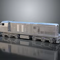 3D Model of Silver Train Locomotive with Reflective Surface and Detailed Side View