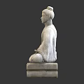 Stone Buddha Sculpture Sitting in Cross Legged Position With Hand Gesture On Square Pedestal