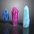 Colorful Polyhedral Crystal Structures With Blue Pink Light Blue Hues And Geometric Lines