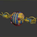 Spherical Sci Fi Game Character With Blue Yellow Stripes And Mechanical Propellers 3d model