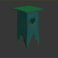Charming Teal Wooden Stool With Heart Shaped Cutout And Unique Design