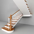 Modern Indoor Staircase With Wooden Steps White Balusters And Wooden Handrail