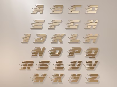 Decorative Golden Alphabet Letters Wall Hanging For Home Decor A to Z 3d model