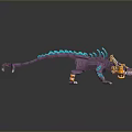 Purple Dragon Character With Blue Spines Golden Orange Decorations And Mechanical Elements