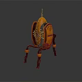 Creative Mechanical Creature With Orange Body And Brown Legged Structure 3d model