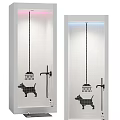 Modern Shower Room Interior With Red Blue Lighting Dog Pattern And Faucet