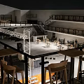 Lofties Cafe Industrial Style Building With Parking Lot And Surrounding Cars And Covered Entrance Design