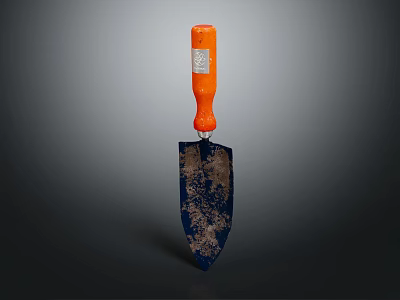 Durable Agricultural Equipment Orange Handle Shovel With Sturdy Dark Blade For Gardening Tasks 3d model