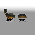 Stylish Leather Leisure Chair With Matching Ottoman And Wooden Swivel Base Design