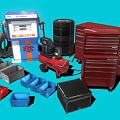 Efficient Display Shelves for Tool Storage with Cabinets Toolboxes Parts Bins and Tires