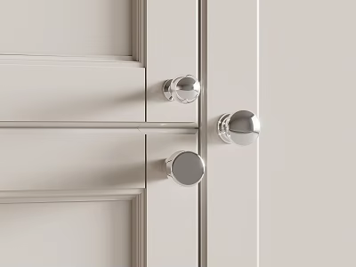 Sleek Silver Metal Door Handles On Minimalist White Wooden Doors Design 3d model
