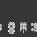 Futuristic Sci Fi Armored Mechanical Vehicles Multiple Units With Blue Yellow Color And Heavy Wheels