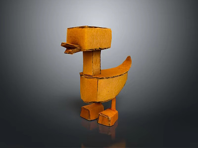 Orange Handmade Paper Duck Model With Simple Craft Structure And Shape 3d model