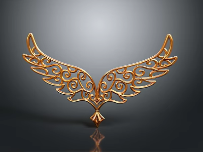 Golden Wing Shaped Decorative Home Accessory With Intricate Swirl Patterns For Modern Living Spaces 3d model