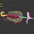 Animal Inspired Fishing Lure With White Hook Yellow Silver Wires Green Tail And Yellow Connector