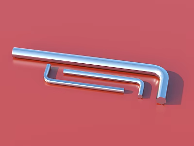 Silver Metal L Shaped And Straight Tubes As Practical Household Supplies For Daily Use 3d model