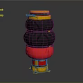 Multi layered Industrial Equipment With Gold Accents Black Layers Red And Green Sections