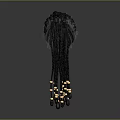 Game Movie Character Long Black Dreadlocks Hairstyle With Golden End Decorations