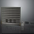 Gray Roller Garage Door Exterior With Control Panel And Side Vents