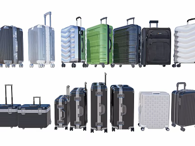 Various Colored Hard Shell Travel Suitcases With Different Sizes And Wheels 3d model