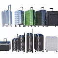 Various Colored Hard Shell Travel Suitcases With Different Sizes And Wheels