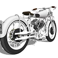 Classic White Vintage Motorcycle With Leather Seat Spoked Wheels And Twin Engine