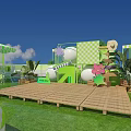 Spring Agricultural Expo Commercial Street With Flower Landscape Diverse Businesses And Slow Life 3d model