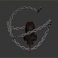 Medieval Spiked Chain Weapon With Coiled Metal Chain And Decorative Head