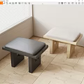Modern Black And Light Wood Stools With Square Padded Seats In Wooden Floor Room