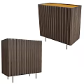 Modern Dark Brown Vertical Striped Sideboard With Slender Legs Home Interior 3d model