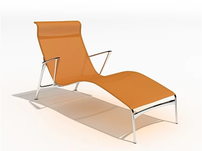 Modern Orange Lounge Chair With Curved Metal Frame And Sleek Design 3d model
