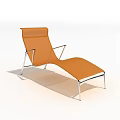 Modern Orange Lounge Chair With Curved Metal Frame And Sleek Design