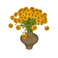 Two Grayish Brown Ceramic Vases With Decorative Small Yellow Flowers
