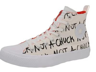 High Top Canvas Shoes With Handwritten Text Star Logo White Sole And Red Lining 3d model