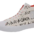 High Top Canvas Shoes With Handwritten Text Star Logo White Sole And Red Lining