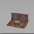 Kitchen Dining Interior With Tables Red Chairs Cabinets Door And Floor Mats