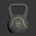 Black Kettlebell With 24 kg Weight And Gold Accents For Home Fitness Use