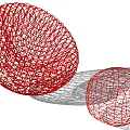 Modern Red Wireframe Single Chair With Abstract Mesh Structure Design