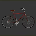 Vintage Red Bicycle With Brown Leather Seat Black Handlebars And Classic Frame