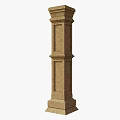 Decorative Stone Pillar With Textured Surface And Classical Design Structure 3d model