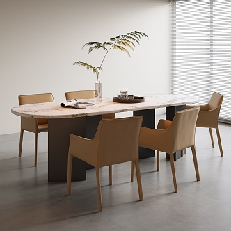 Minotti Milo Lou Dining Table and Chair Combination Rectangular Brand 3d model