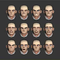 3D Character Head Models With Various Facial Expressions In Digital Design 3d model