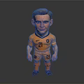 Cartoon Football Player In Orange Jersey Number 21 With Shorts And Socks
