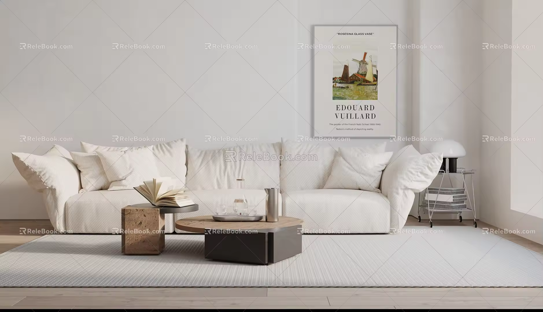 modern three-seat sofa double sofa 3d model
