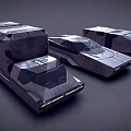 Futuristic Geometric Concept Cars With Angular Metallic Design And Sleek Surfaces
